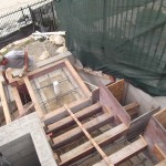 Stair Steps, Landing and Planters Formed and Reinforced for Pour Outside the Northwest Corner of Building