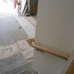 Wood Handrail instaled at Garage Steps