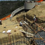 Placing footing steel and verticals at retaining walls